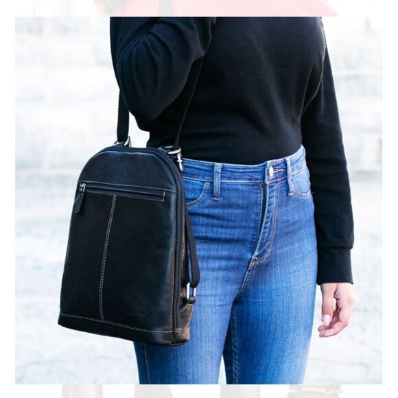 Jack Georges Handbags - Jack Georges Bag Black Buffalo Leather Voyager Convertible Backpack Crossbody